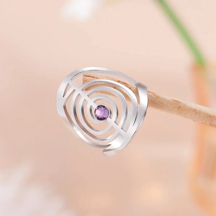 Anillo de Piedra Preciosa en Forma de Espiral