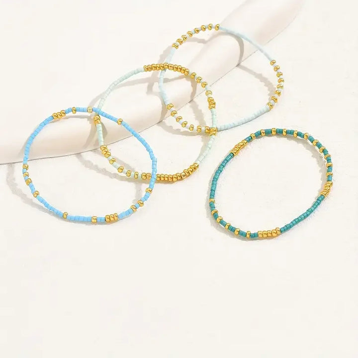 Conjunto de Pulseras de Cuentas Turquesas Bohemias Chic