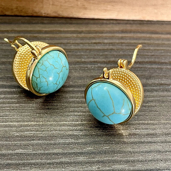 Pendientes de Stud Geométricos Vintage Elegantes en Turquesa