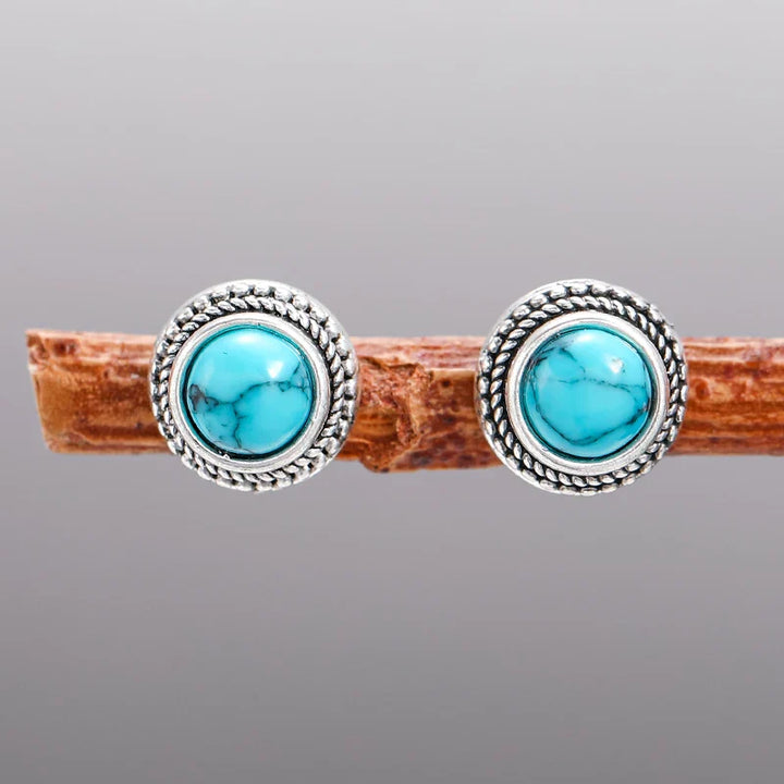 Pendientes de Stud de Turquesa Imitación Vintage Bohemio