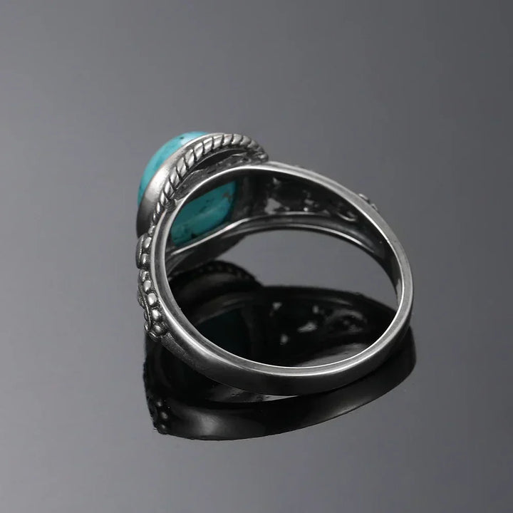 Anillo de Color plata Atemporal con Turquesa Ovalada