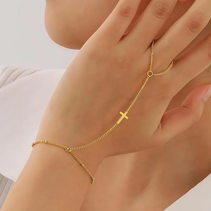 Pulsera de mano Cruz Color oro