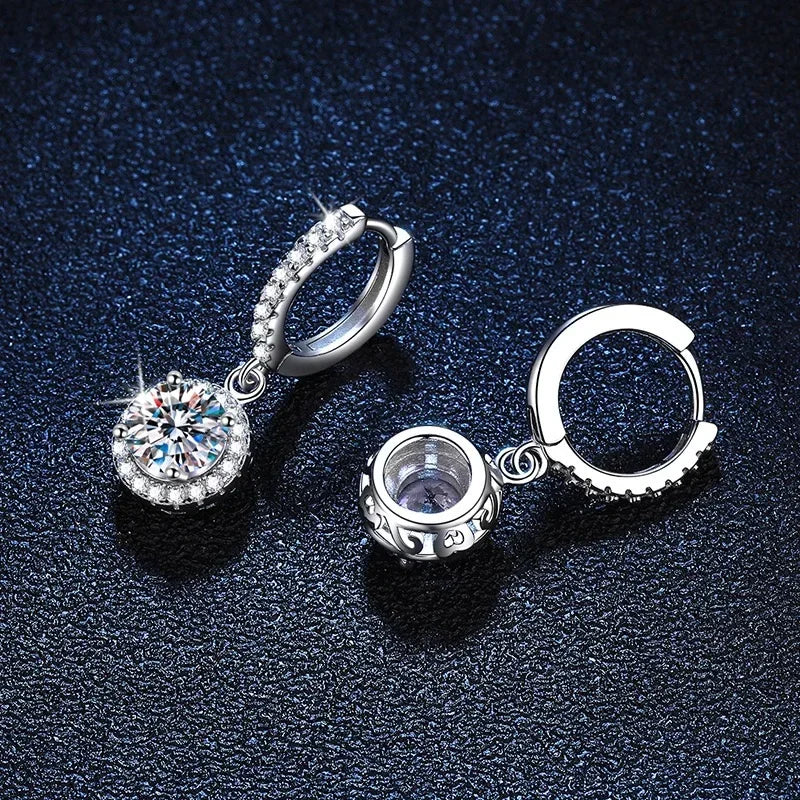 Pendientes de Moissanita de 1 Quilate en Color plata de Ley