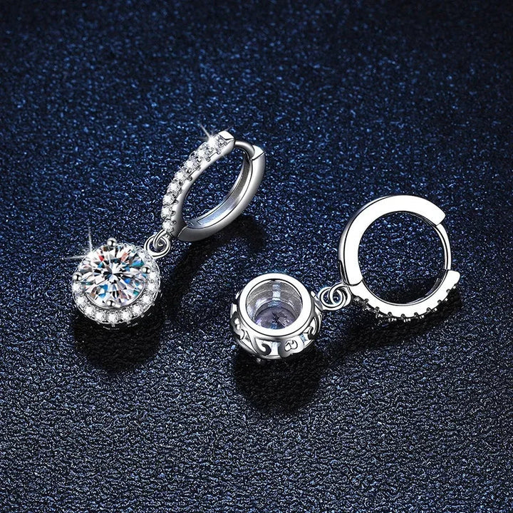 Pendientes de Moissanita de 1 Quilate en Color plata de Ley