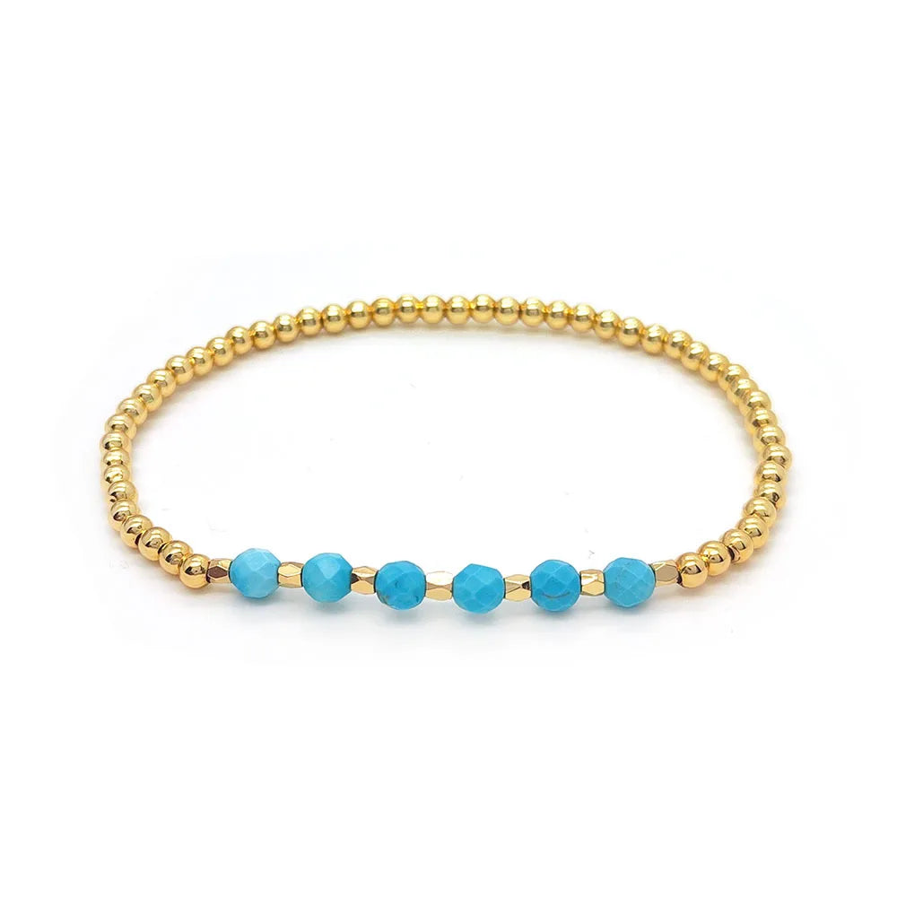 Pulsera de Encanto de Cruz con Cuentas de Turquesa Vintage