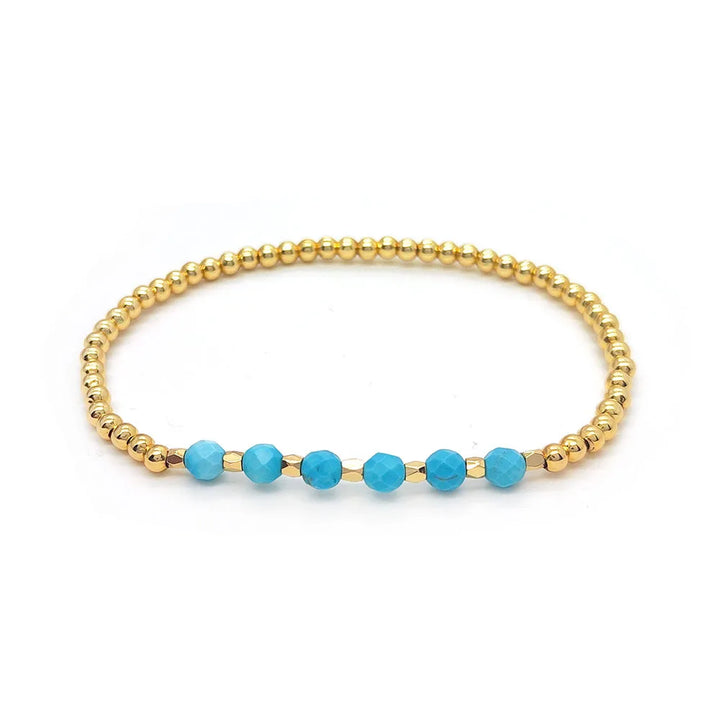 Pulsera de Encanto de Cruz con Cuentas de Turquesa Vintage