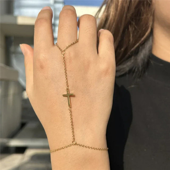 Pulsera de mano Cruz Color oro