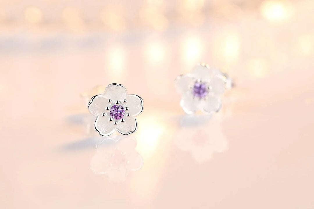 Pendientes de botón de flores de circonita