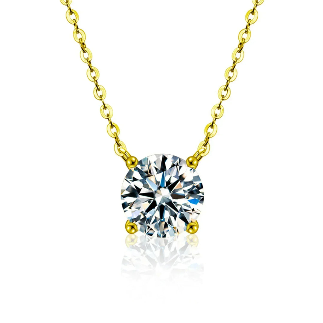 Collar de Zirconia bañado en Color oro de 18K en Color plata Esterlina