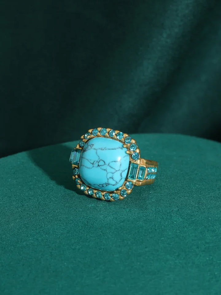 Anillo Vintage Art Deco de Turquesa y Color oro
