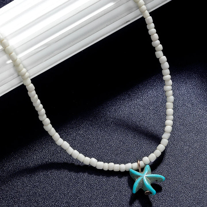 Collar de Estrella de Mar Turquesa Bohemio