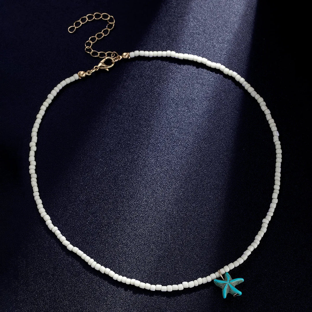 Collar de Estrella de Mar Turquesa Bohemio