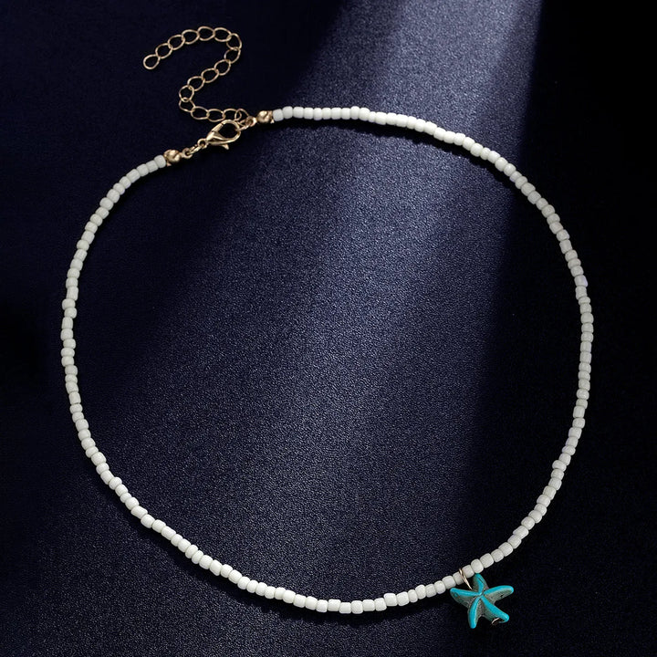 Collar de Estrella de Mar Turquesa Bohemio