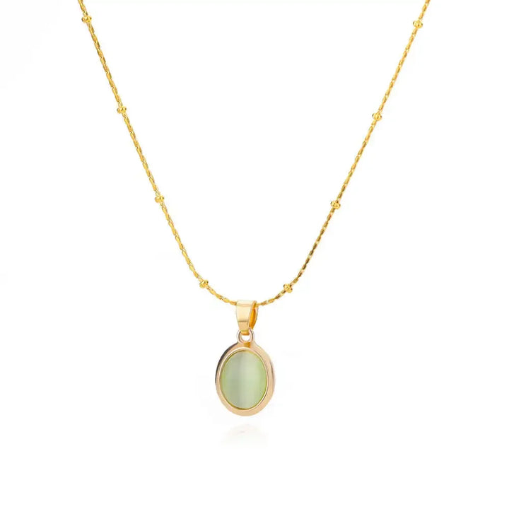 Elegante collar de acero inoxidable color oro con colgante de ópalo en forma de gota de agua