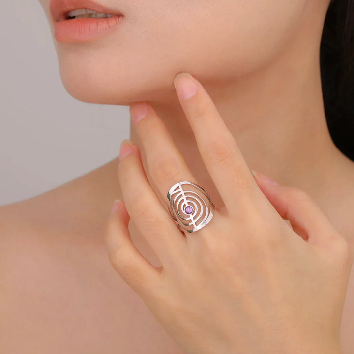 Anillo de Piedra Preciosa en Forma de Espiral