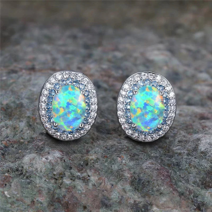 Pendientes de Stud Redondos de Piedra Turquesa Antiguos