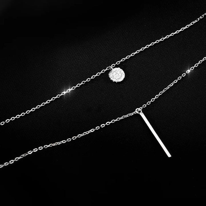 Collar de color plata esterlina de doble capa