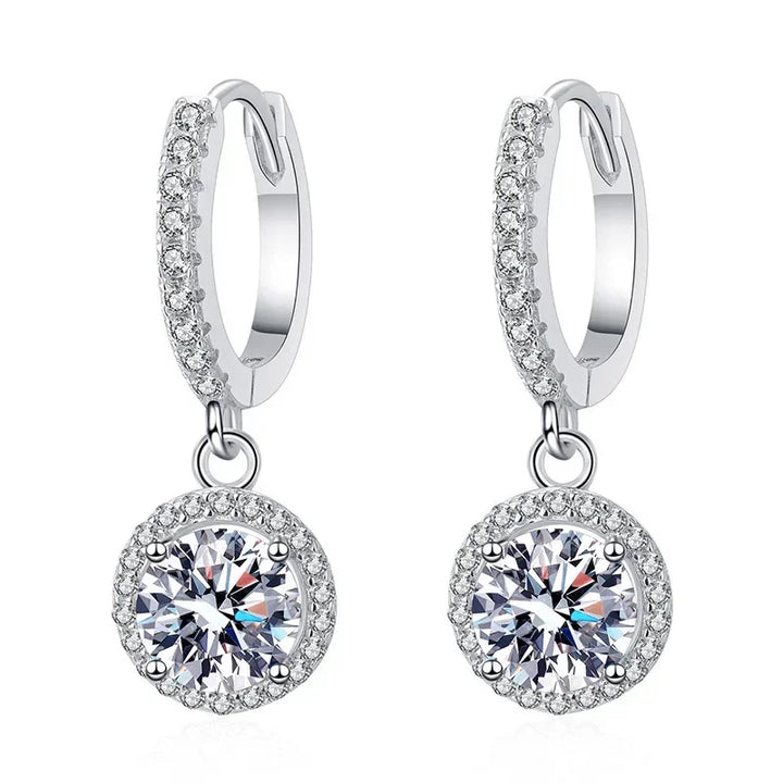 Pendientes de Moissanita de 1 Quilate en Color plata de Ley