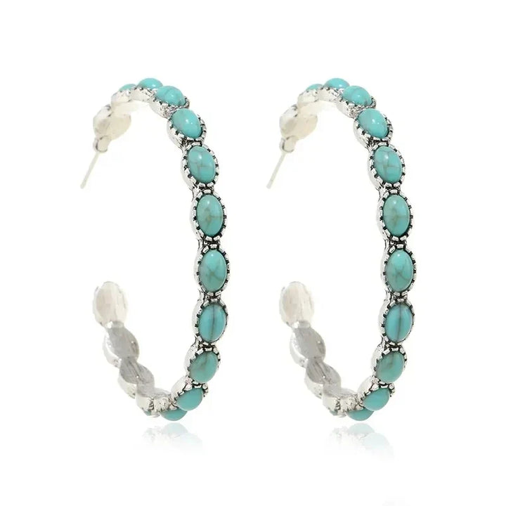 Pendientes Circulares Vintage Bohemios de Turquesa