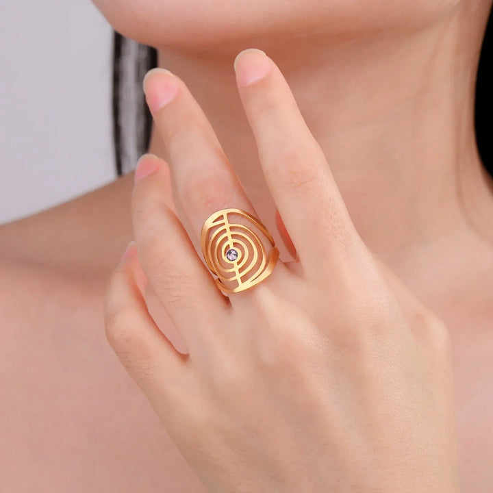 Anillo de Piedra Preciosa en Forma de Espiral