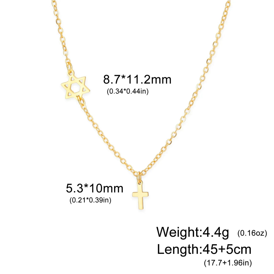 Colgante de Estrella Sagrada y Cruz Collar