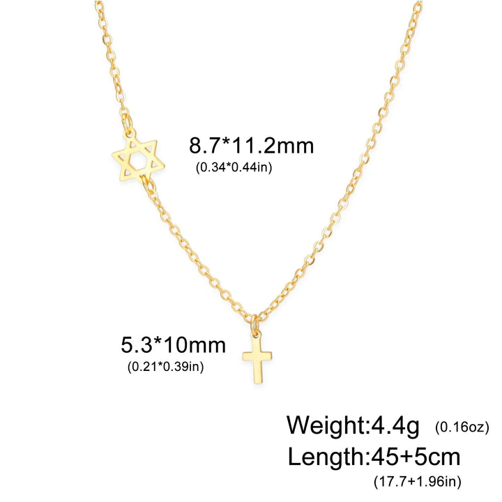 Colgante de Estrella Sagrada y Cruz Collar