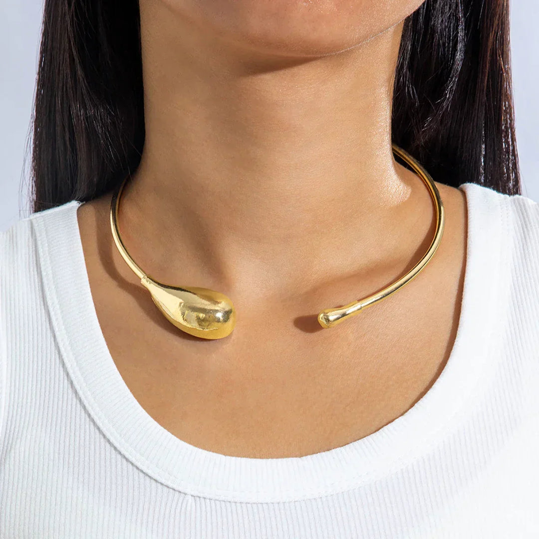 Collar Choker de Gotas de Agua Color oro
