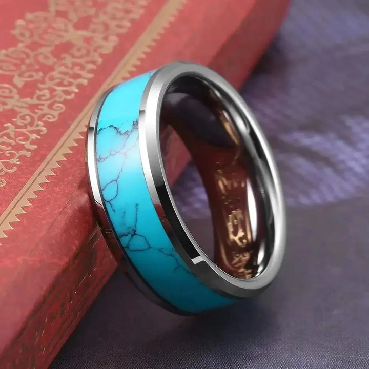 Anillo de Turquesa de Acero Inoxidable Sofisticado