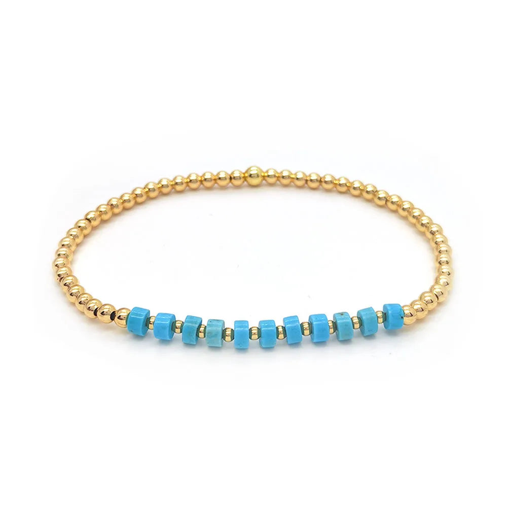 Pulsera de Encanto de Cruz con Cuentas de Turquesa Vintage