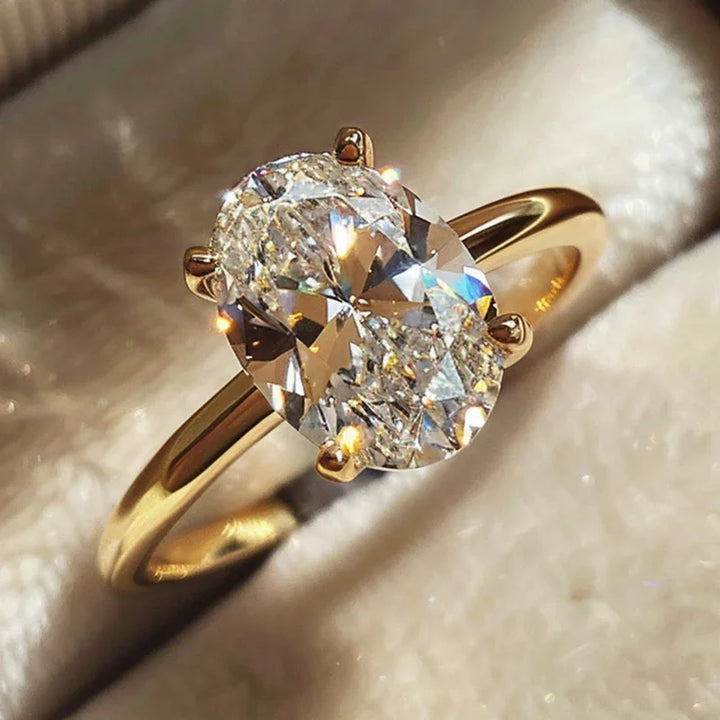 Anillo de Promesa de Cristal Ovalado Elegante
