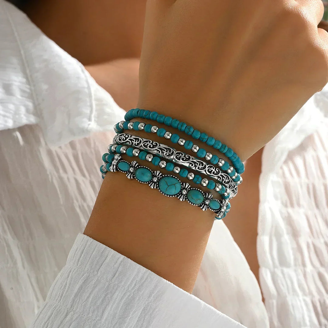 Conjunto de Pulsera Turquesa Bohème
