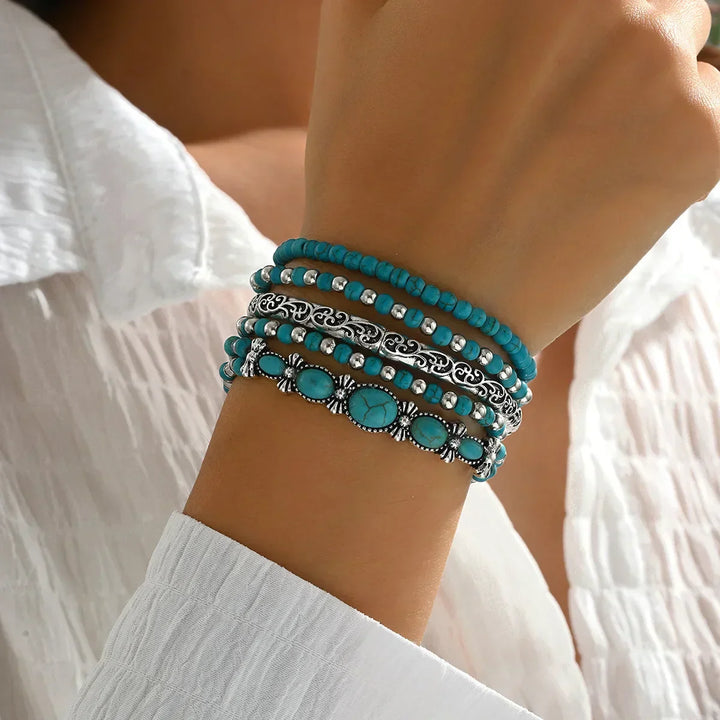 Conjunto de Pulsera Turquesa Bohème