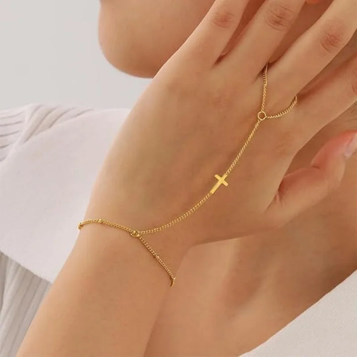 Pulsera de mano Cruz Color oro