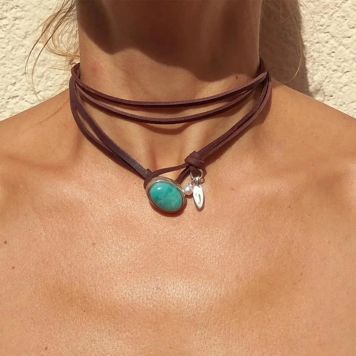Collar Colgante Vintage Bohemio de Turquesa