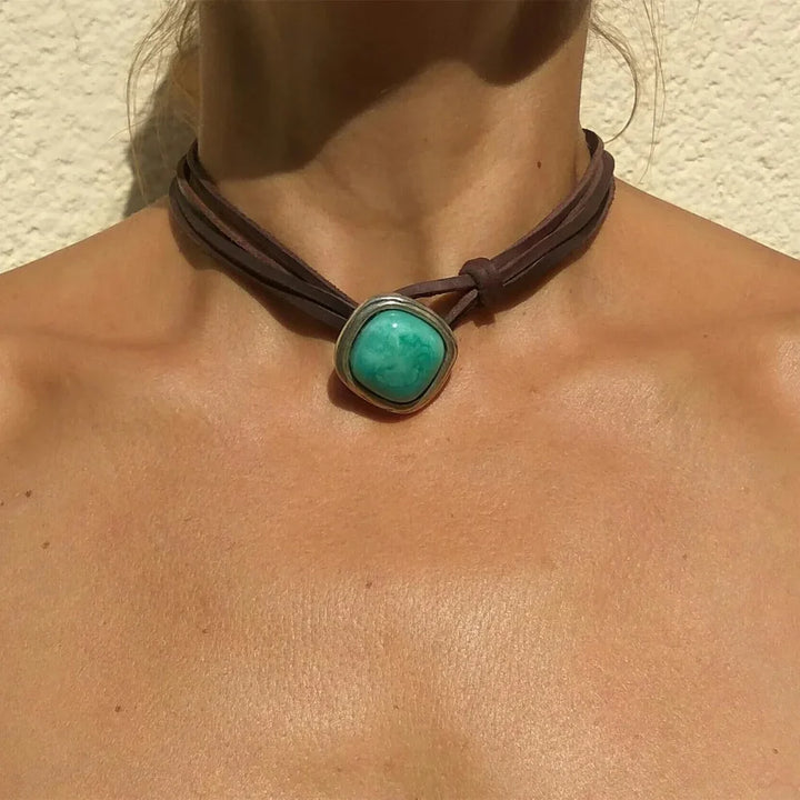 Collar Colgante Vintage Bohemio de Turquesa