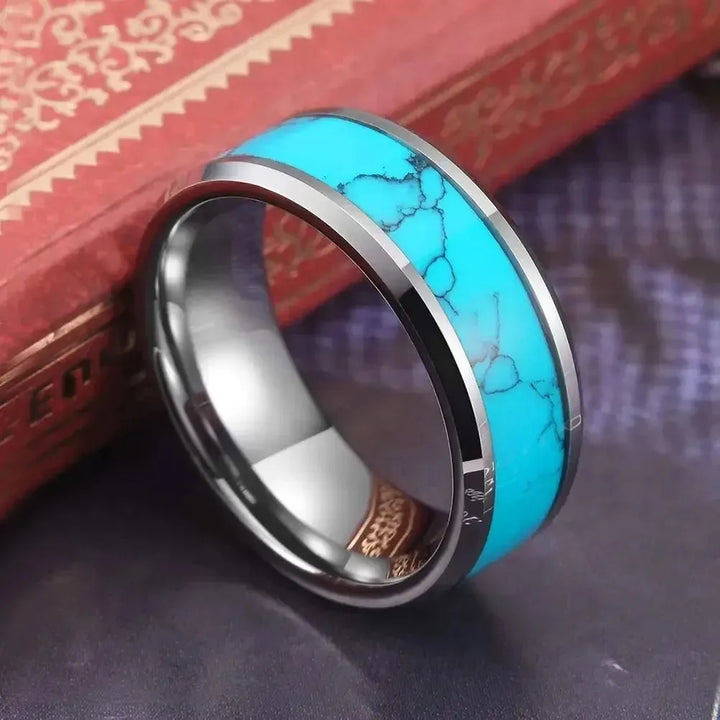 Anillo de Turquesa de Acero Inoxidable Sofisticado