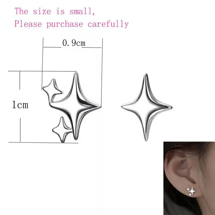 Pendientes de cadena en forma de estrella de color plata de ley