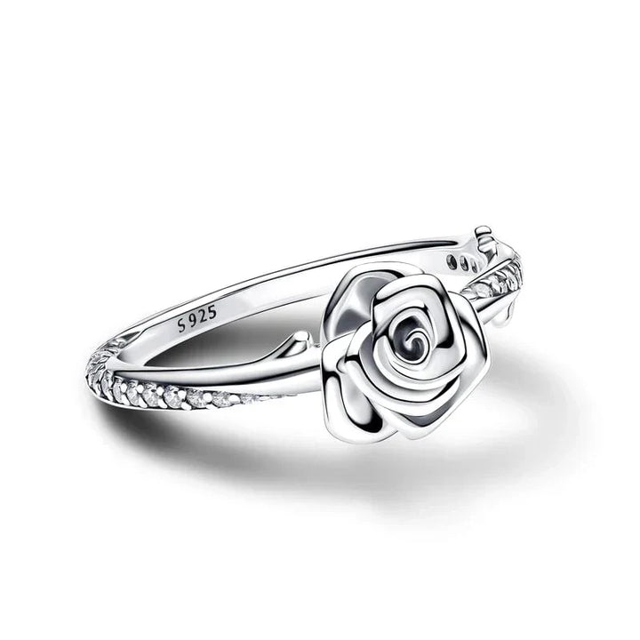 Anillo de Rosa Vintage de Color plata Esterlina