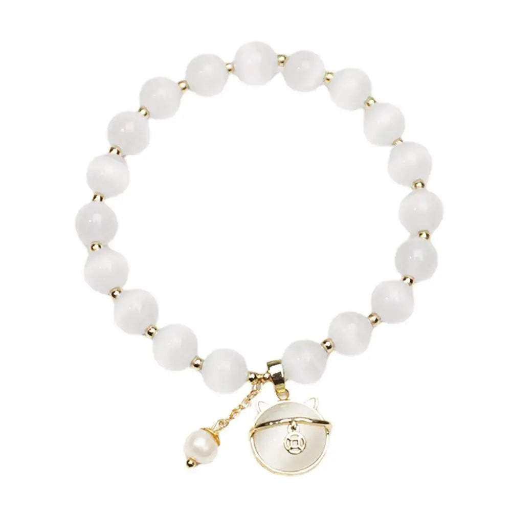 Pulsera con colgante de gato de la suerte