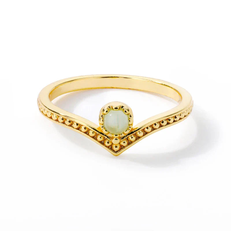 Anillo de Corona de Ópalo en Forma de Gota de Agua Elegante de Color oro