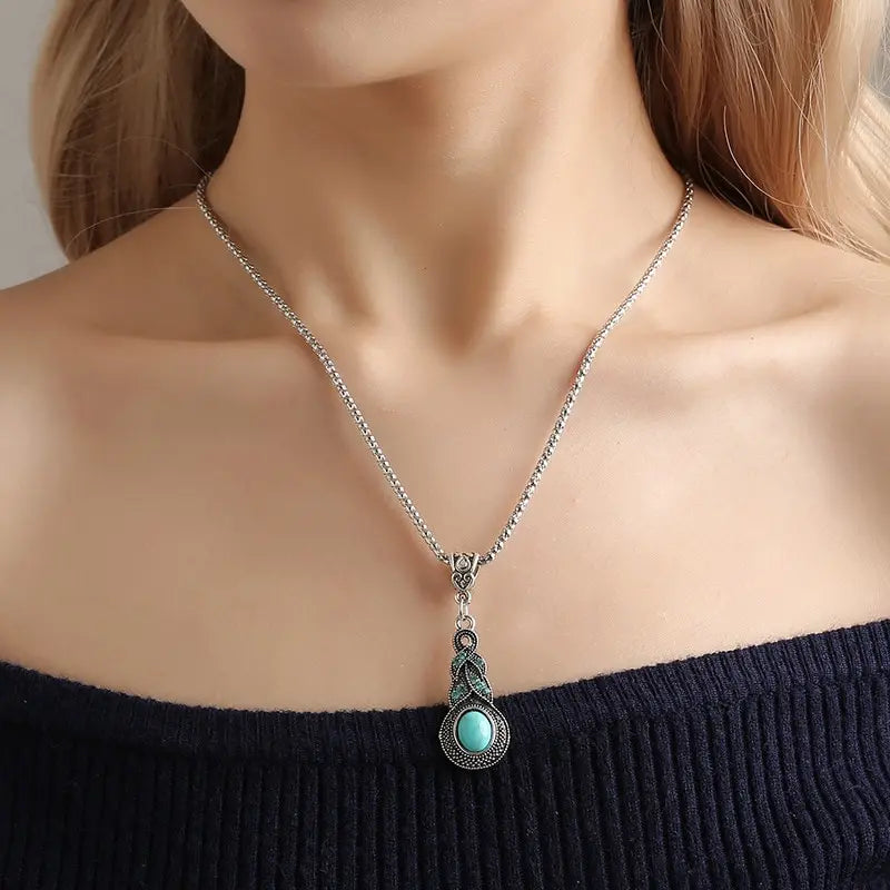 Conjunto de Joyería de Piedras Turquesa Vintage
