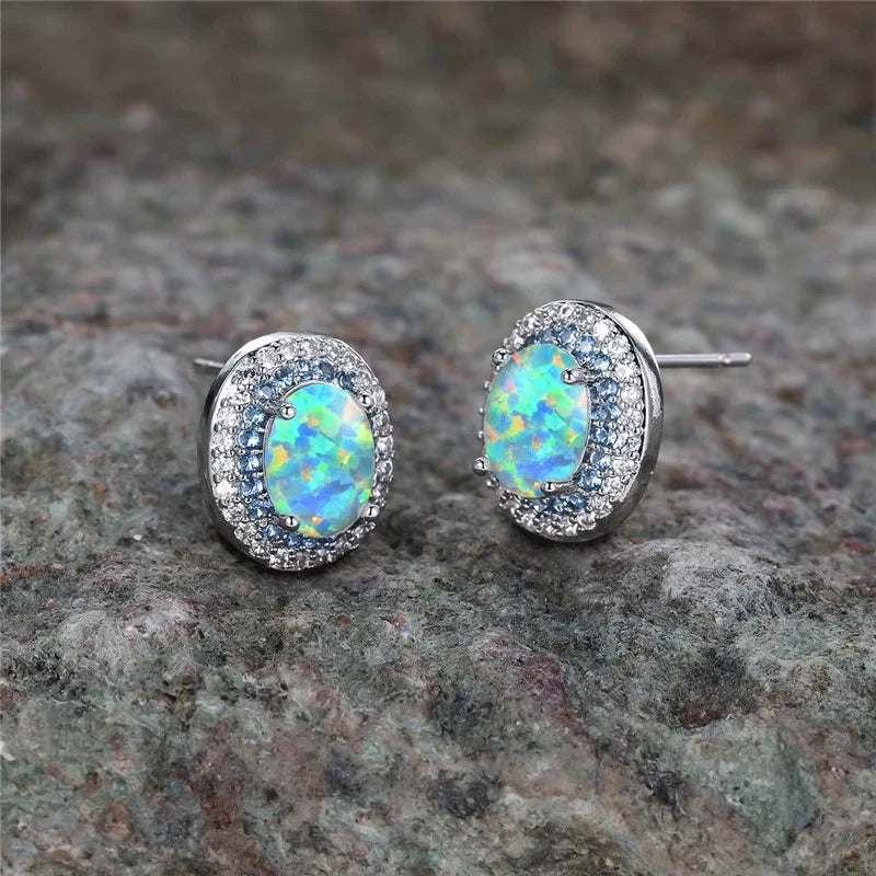 Pendientes de Stud Redondos de Piedra Turquesa Antiguos
