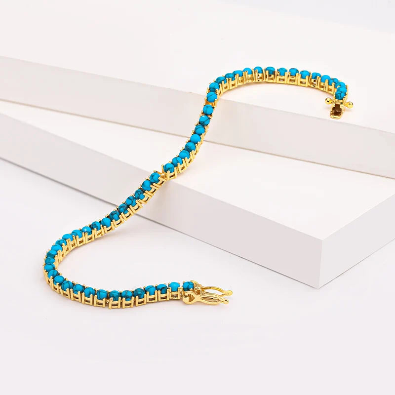 Pulsera de Cadena Elegante de Color oro y Turquesa