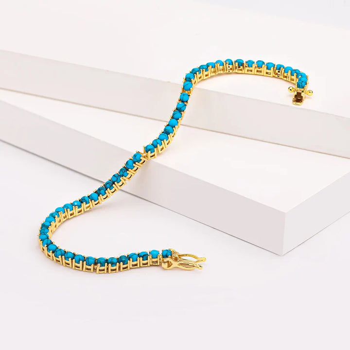 Pulsera de Cadena Elegante de Color oro y Turquesa