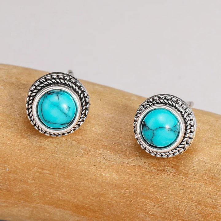 Pendientes de Stud de Turquesa Imitación Vintage Bohemio