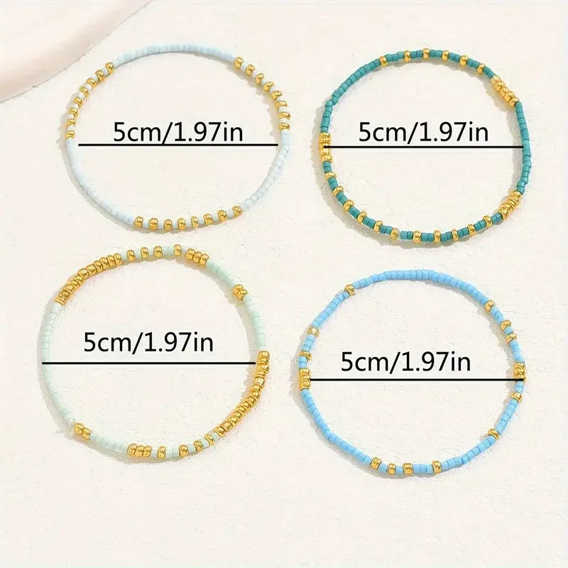 Conjunto de Pulseras de Cuentas Turquesas Bohemias Chic