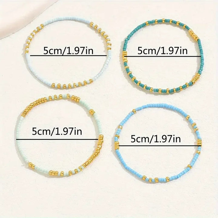 Conjunto de Pulseras de Cuentas Turquesas Bohemias Chic