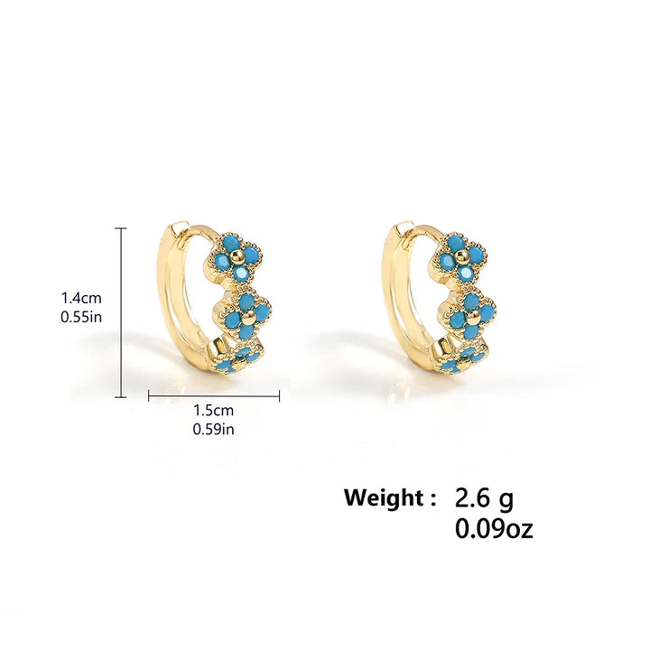 Pendientes de aro con flores en azul turquesa