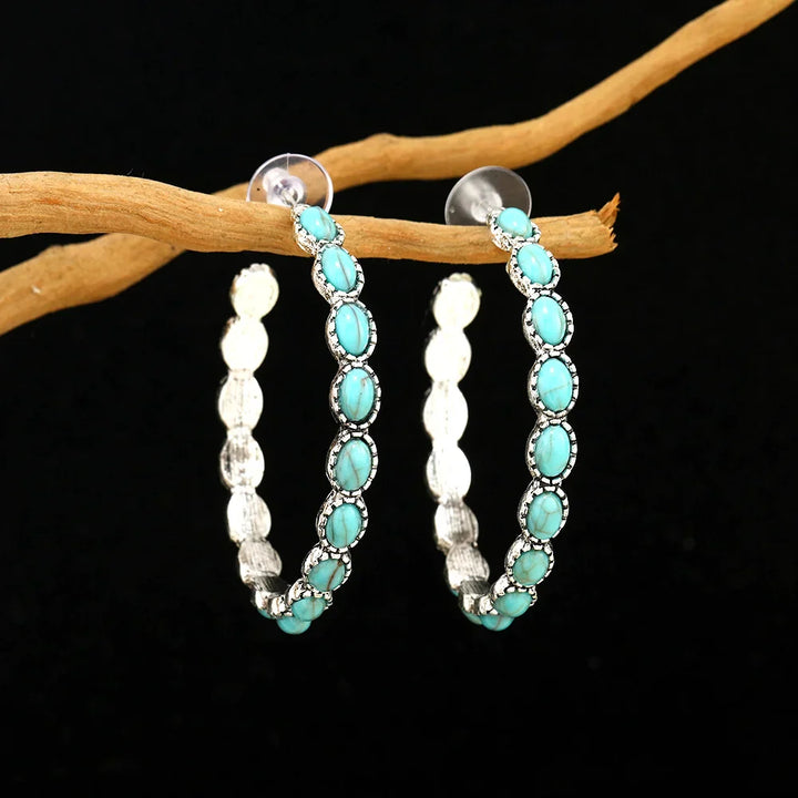 Pendientes Circulares Vintage Bohemios de Turquesa