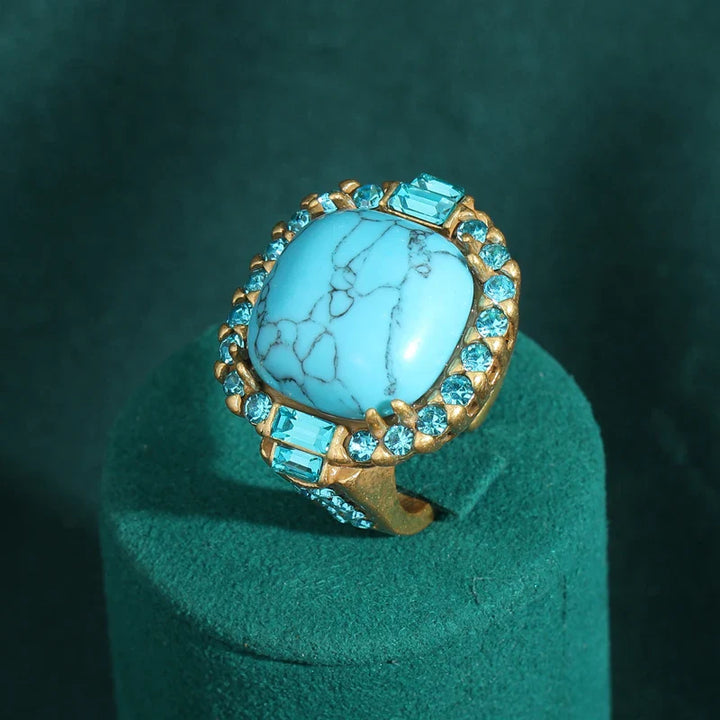Anillo Vintage Art Deco de Turquesa y Color oro